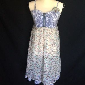 Front Zip Mixed Print Dress